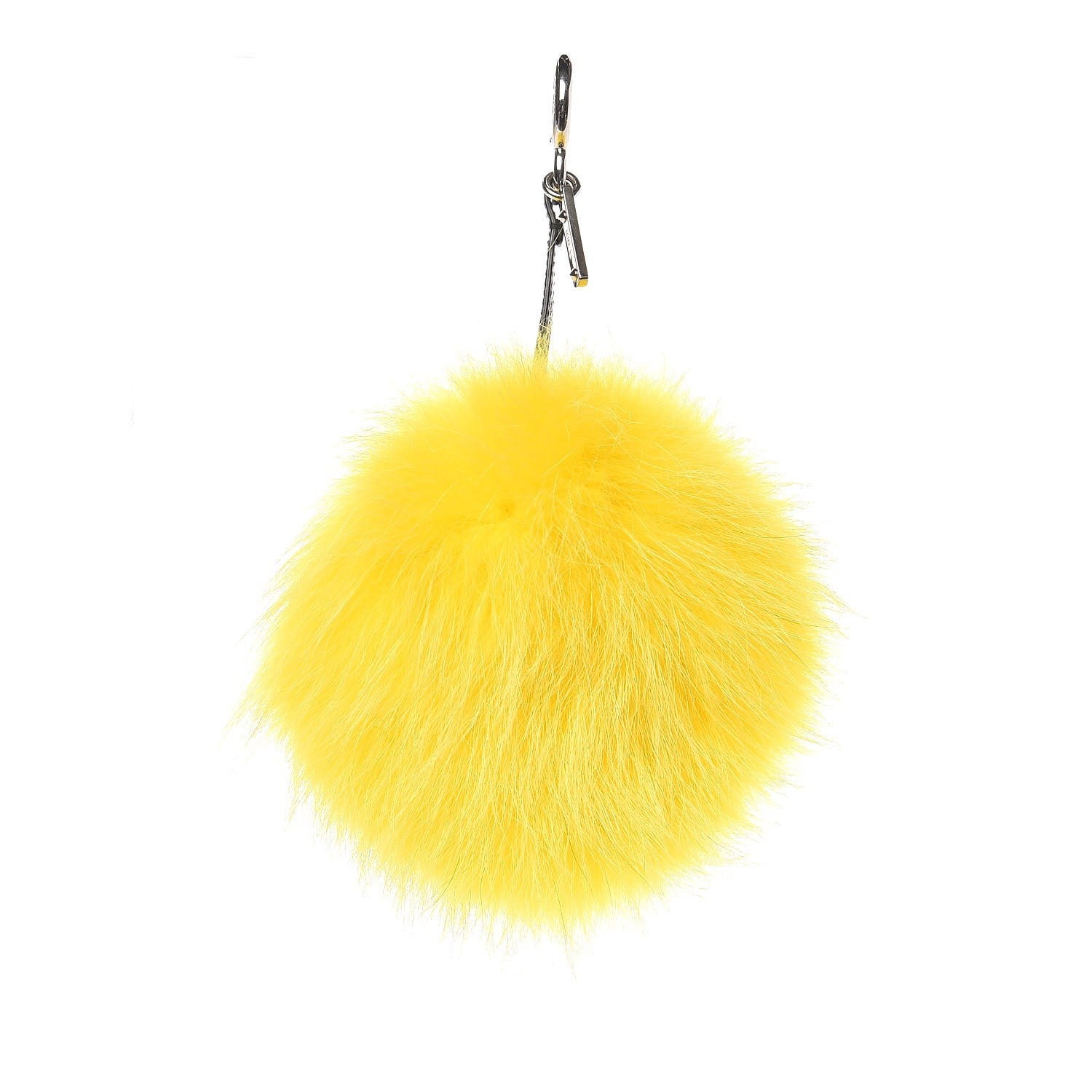 Fendi Fox Mink Rabbit Fur Vitello Dolce Flashy Monster Bag Bug Charm Giallo Fluo Multicolor 3 of 4