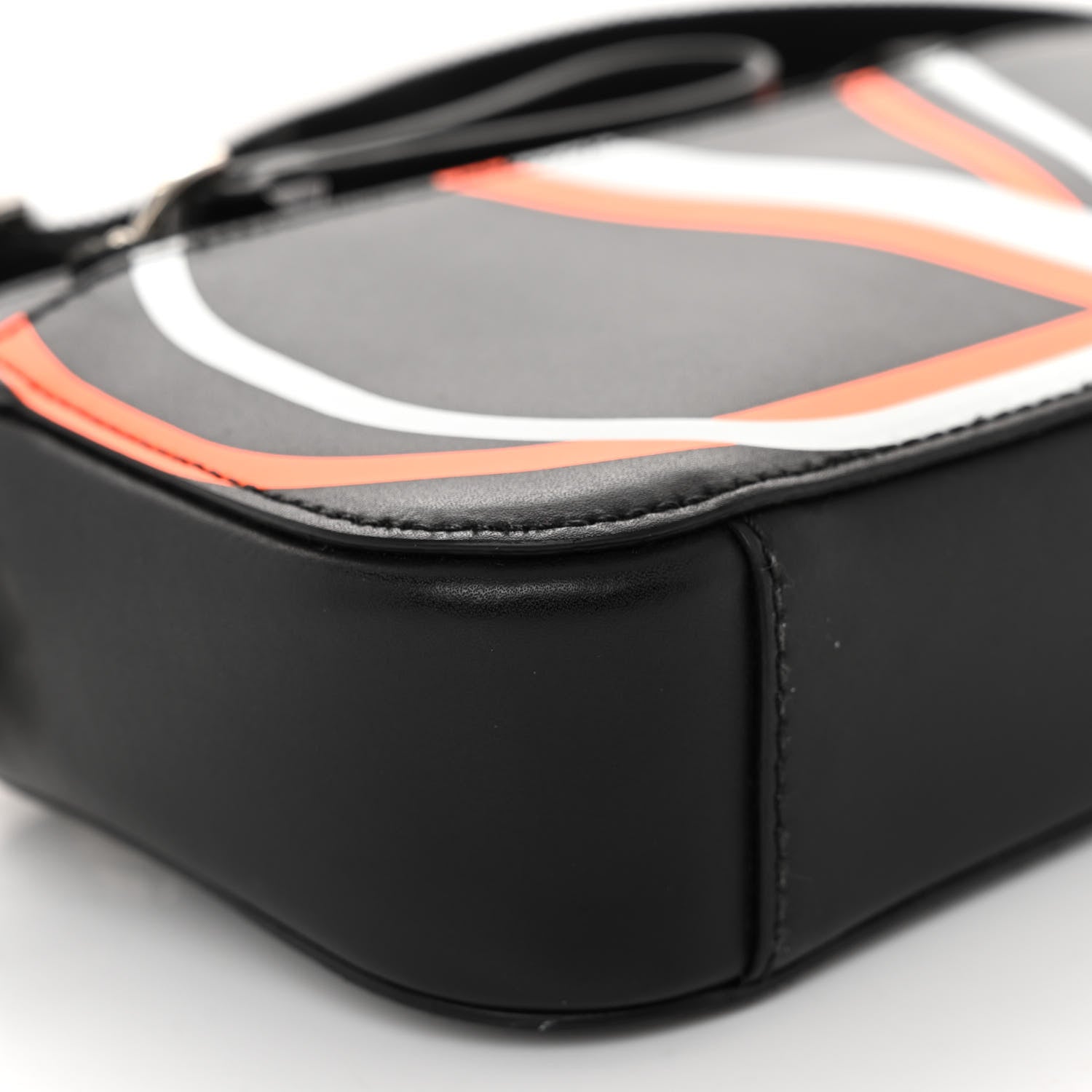 Valentino Garavani Smooth Calfskin 3D VLogo Print Convertible Belt Bag Black Orange 7 of 8
