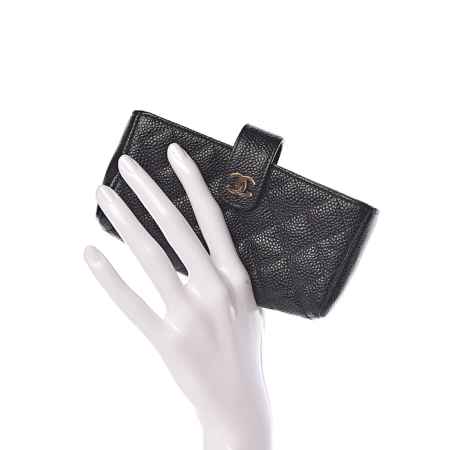 Caviar Quilted Mini Phone Holder Clutch Black