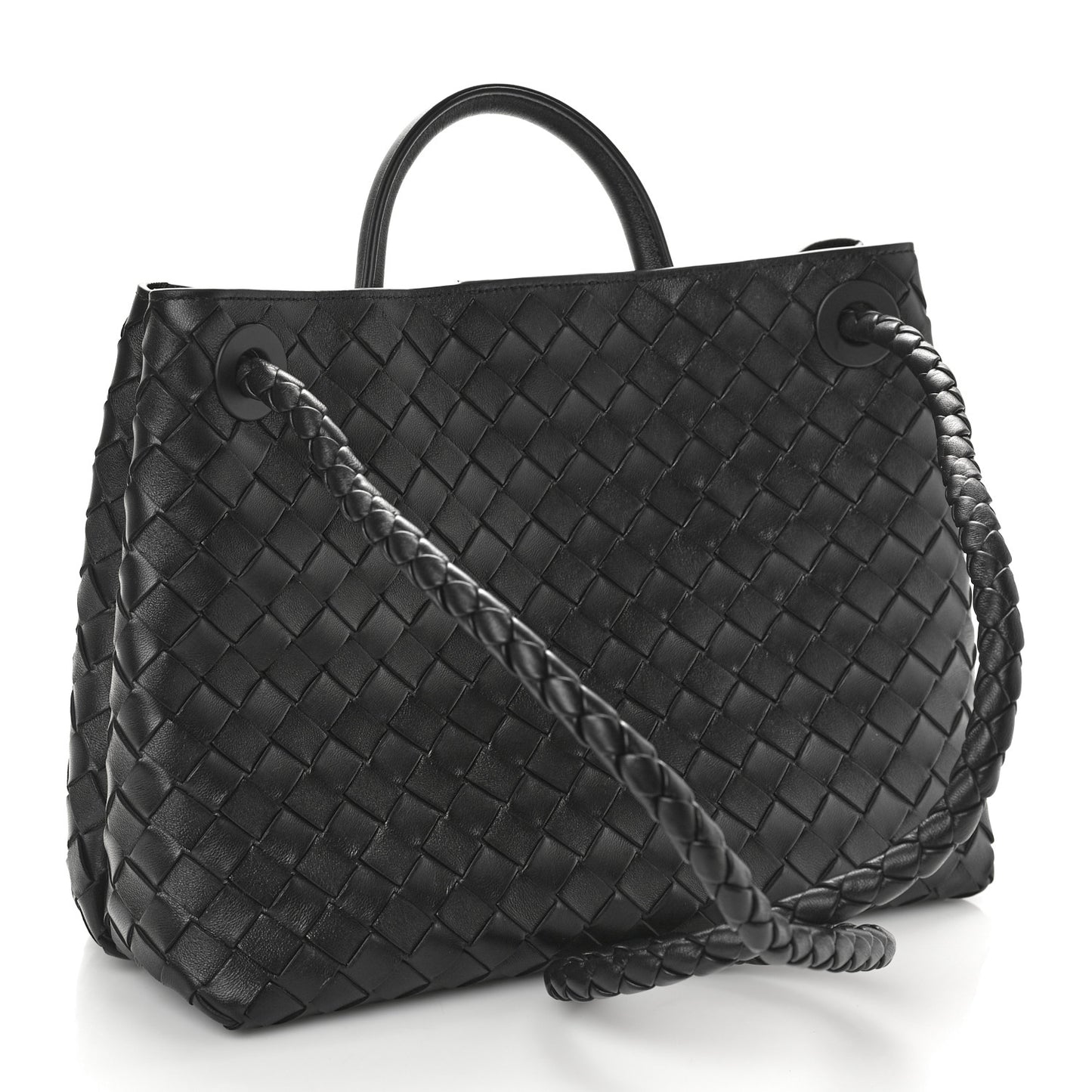 Nappa Intrecciato Medium Andiamo Shoulder Bag Black