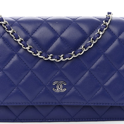 Chanel Lambskin Quilted Wallet On Chain WOC Blue 9 of 11