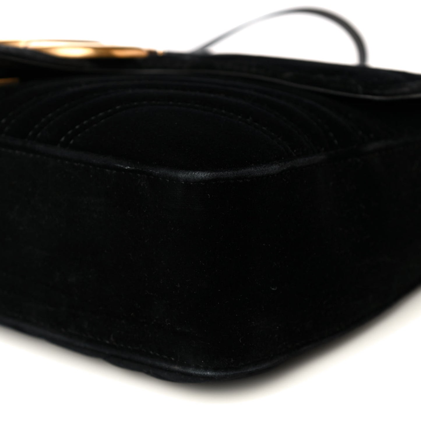 Velvet Matelasse Medium GG Marmont Shoulder Bag Black