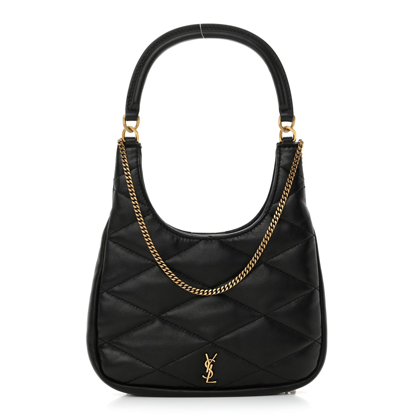 Lambskin Quilted Monogram Sade Hobo Black