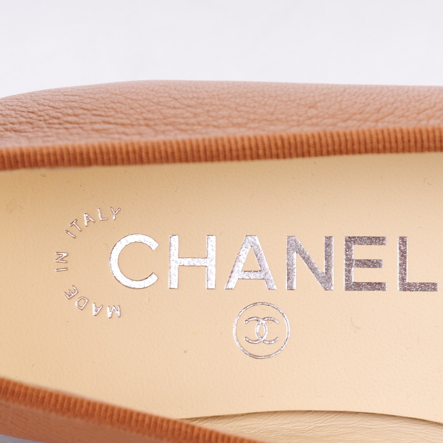 Chanel Patent Goatskin Cap Toe Ballerina Flats 36 Camel 7 of 8