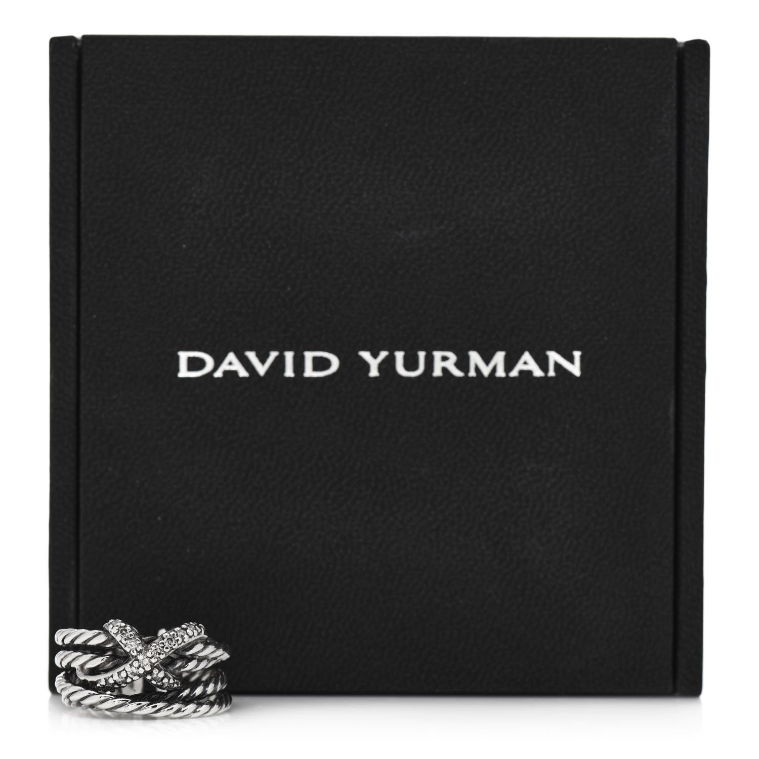 David Yurman Sterling Silver Diamond 10mm X Crossover Ring 50 5.25 4 of 4