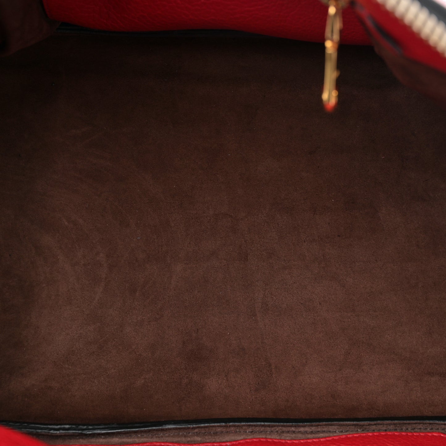 Goatskin Madras Bauletto Top Handle Tote Red