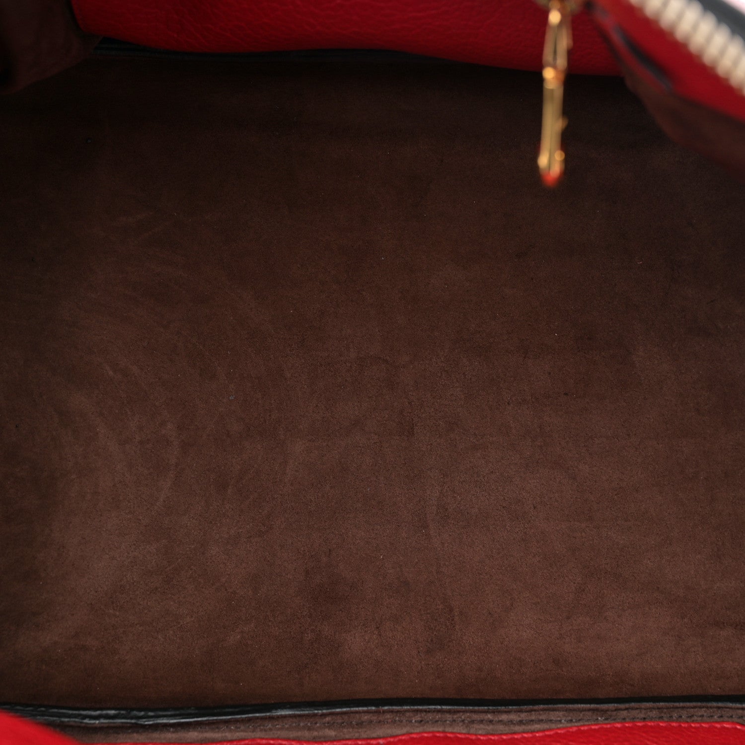 Miu Miu Goatskin Madras Bauletto Top Handle Tote Red 5 of 13