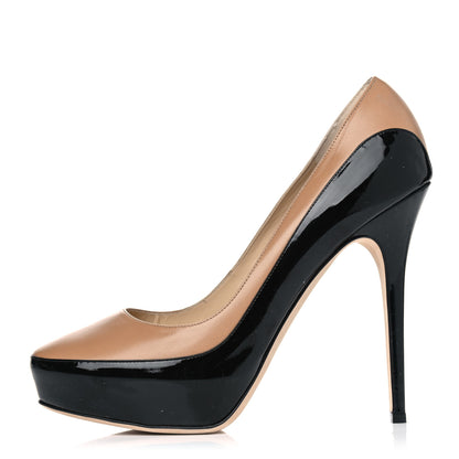 Jimmy Choo Patent Napa Sepia Platform Pumps 41.5 Beige Black 1 of 6