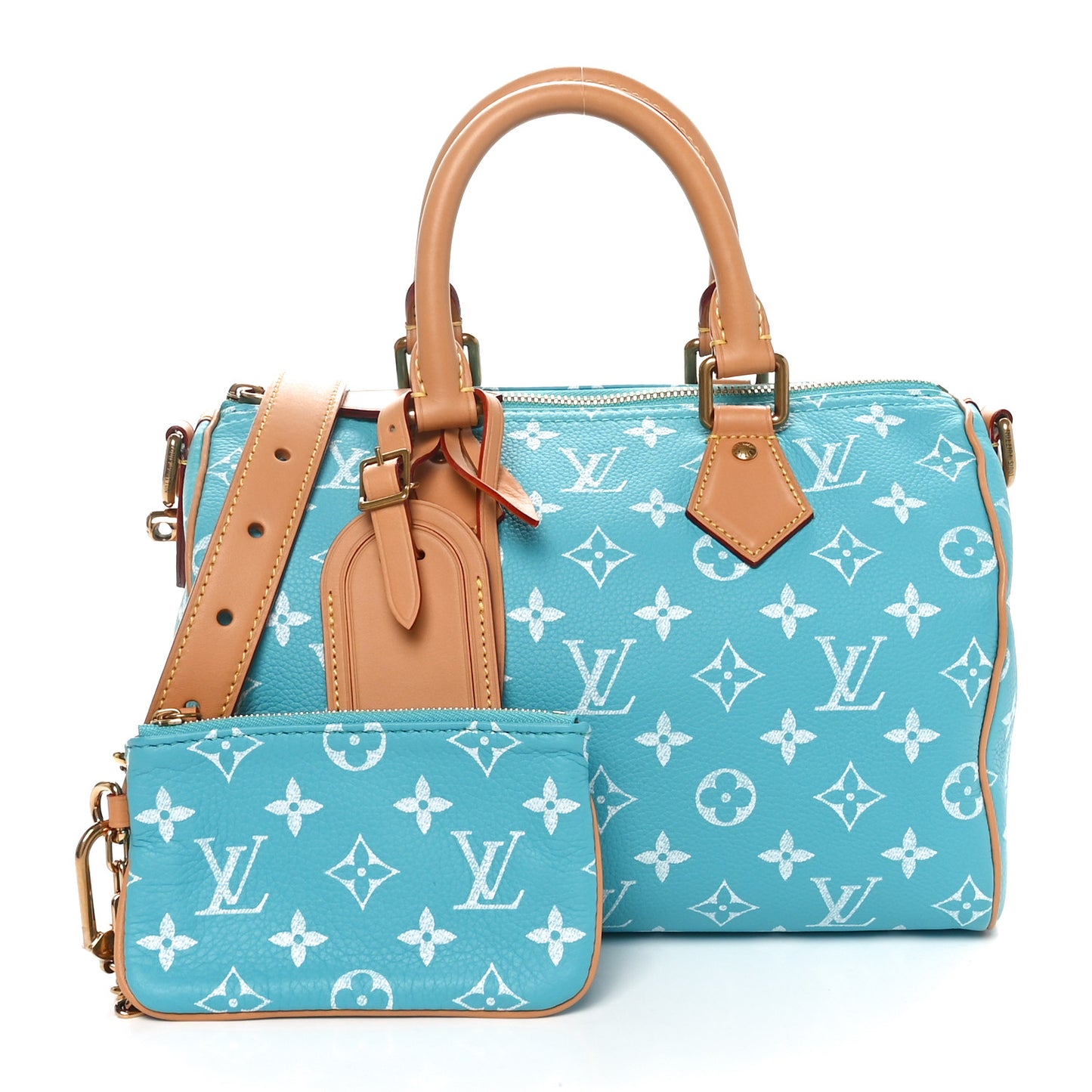 Calfskin Monogram Speedy P9 Bandouliere 25 Turquoise