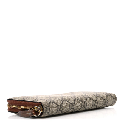 Gucci GG Supreme Monogram Cuoio Toscano Zip Around Wallet Beige Ebony Cuir 4 of 7