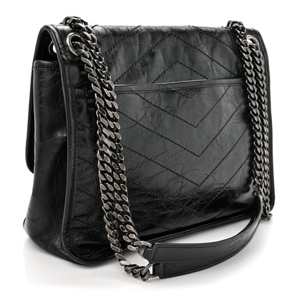 Saint Laurent Crinkled Calfskin Matelasse Monogram Medium Niki Chain Satchel Black 3 of 13