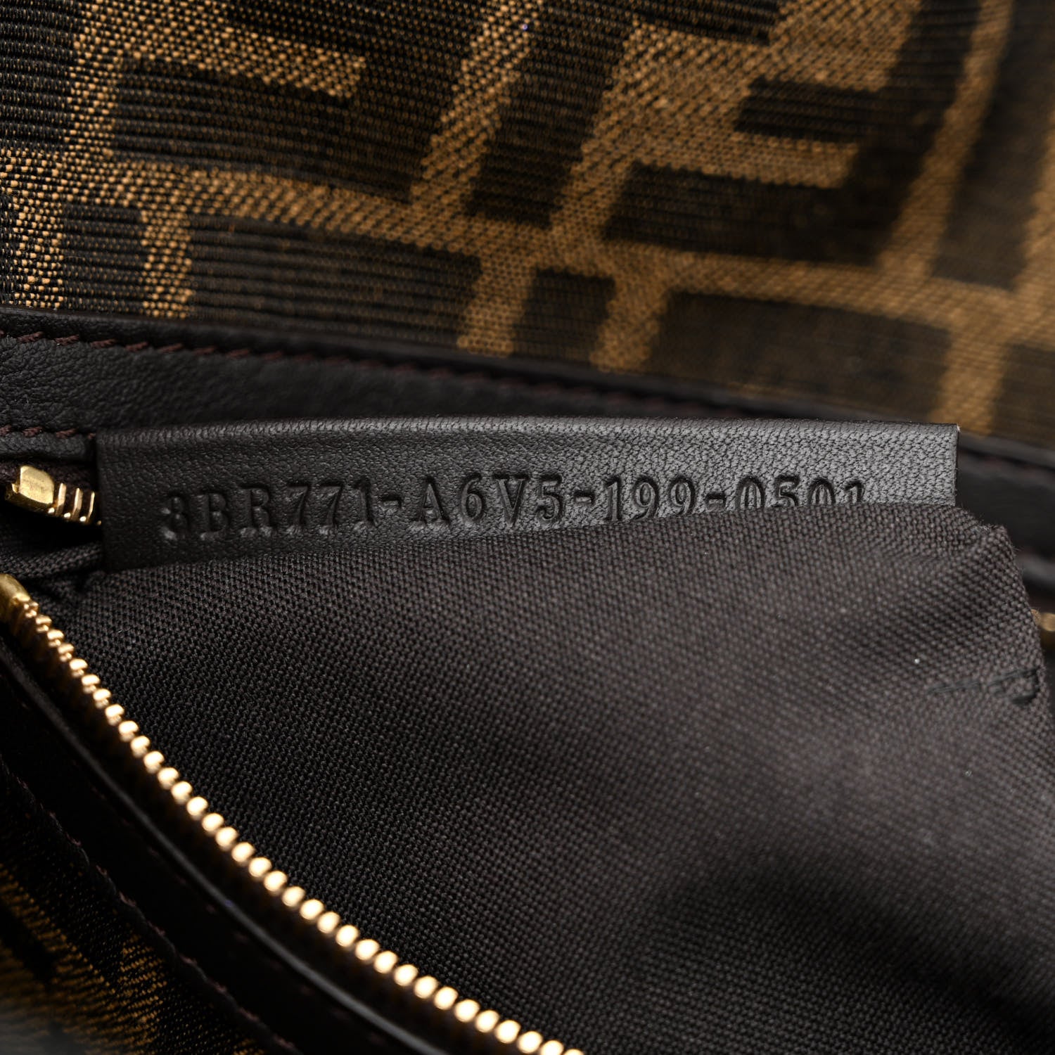 Fendi Fabric Jacquard FF 1974 Large Baguette Tobacco Moro Black 7 of 12