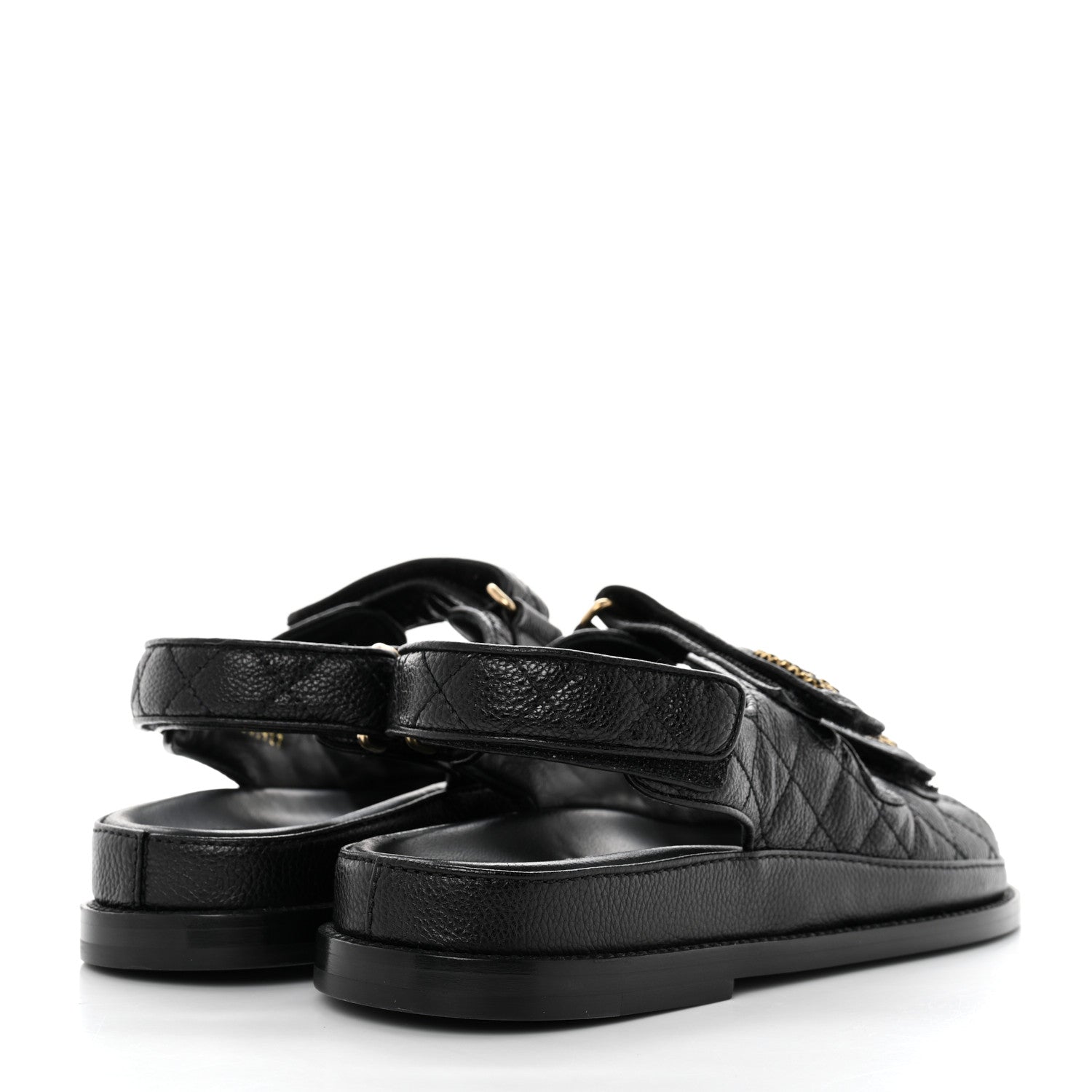 Chanel Grained Calfskin Velcro Dad Sandals 36.5 Black 4 of 9