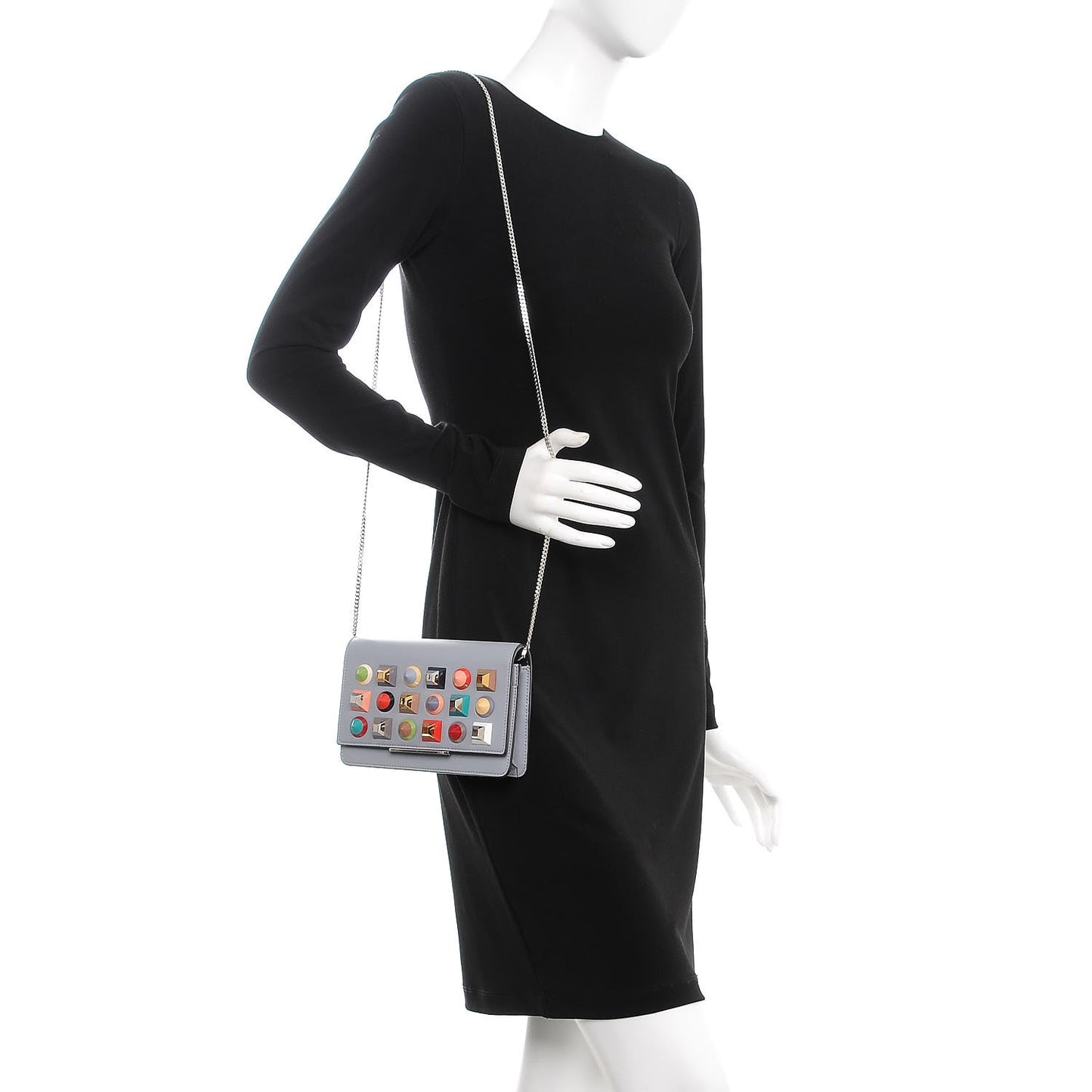 Vitello Dolce Studded Tube Wallet On Chain Ardesia Multicolor