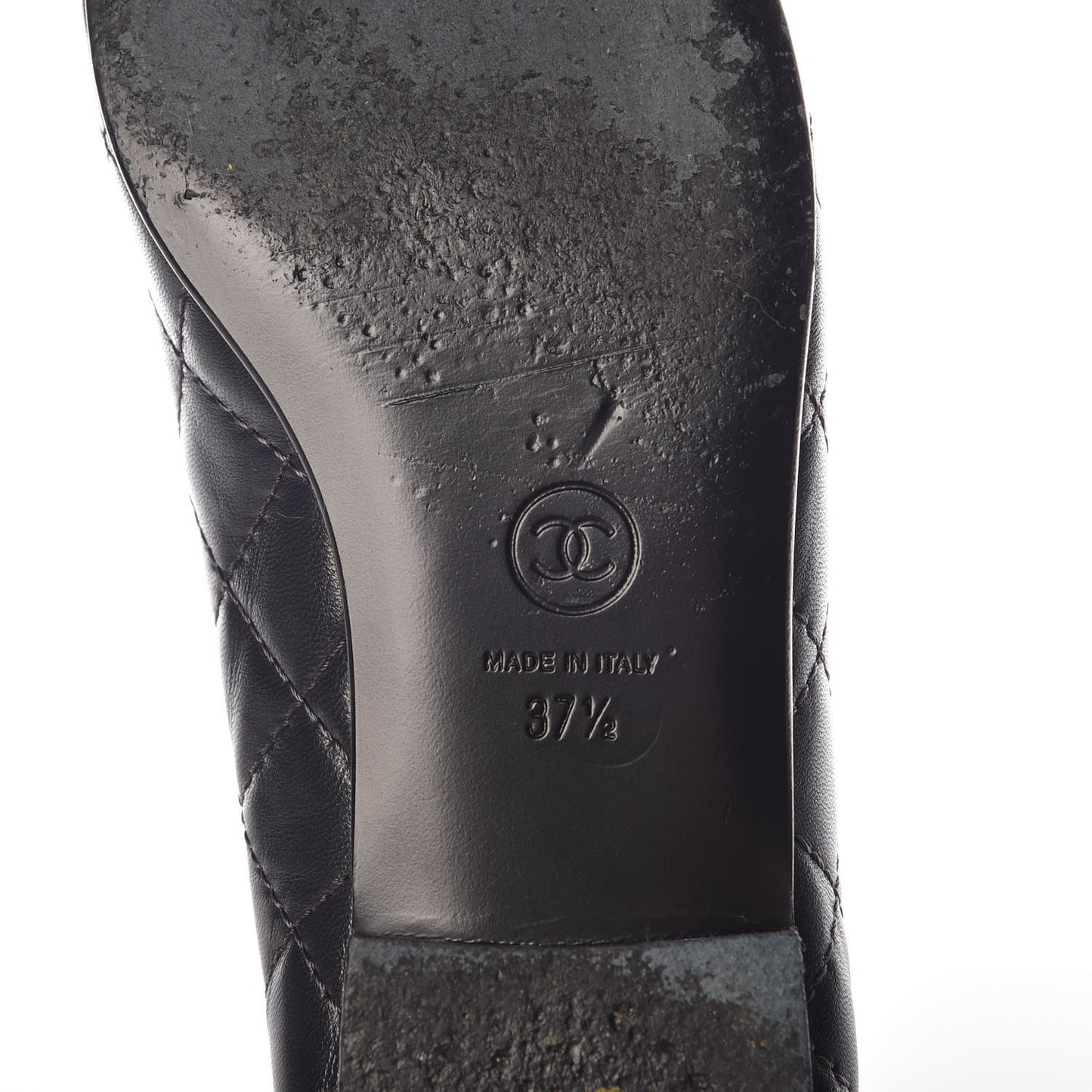 Lambskin Quilted CC Cap Toe Ballerina Flats 37.5 Navy