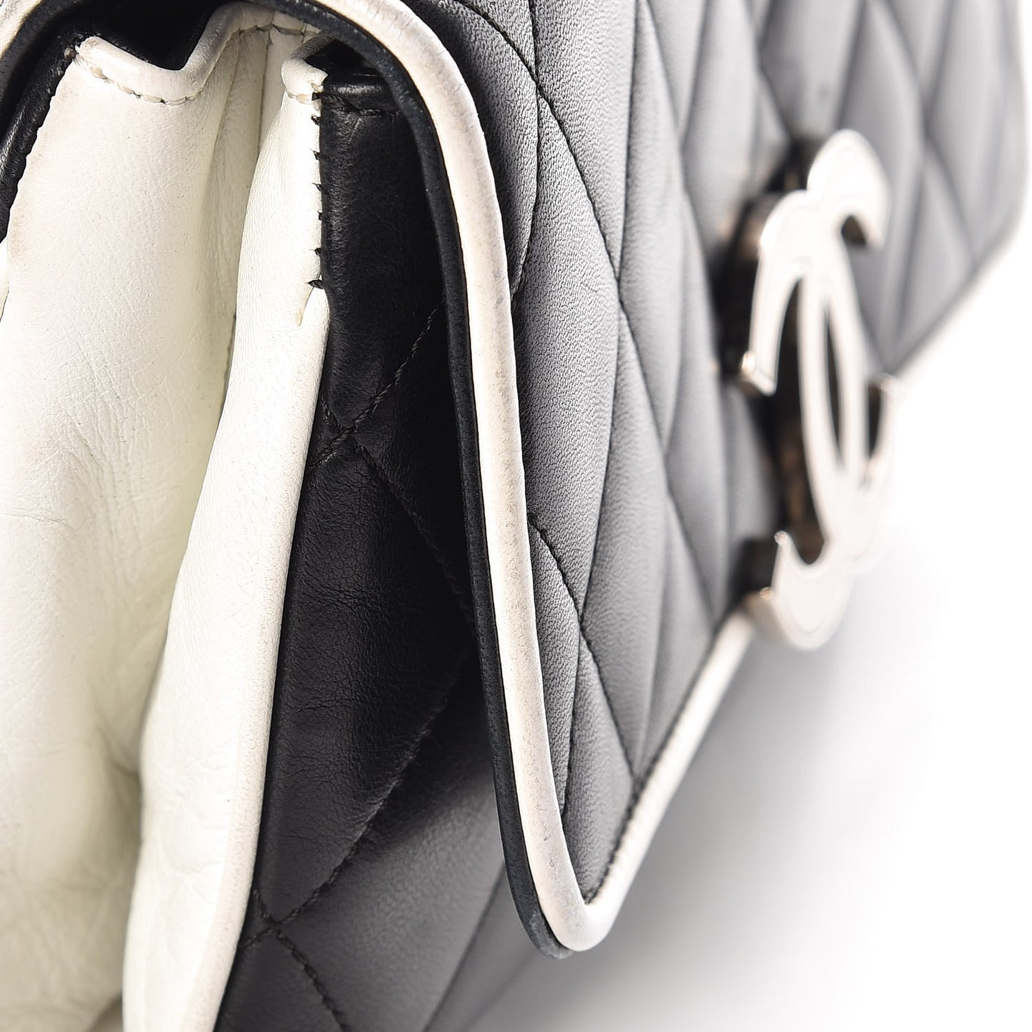 Lambskin Two Tone Flap Black White