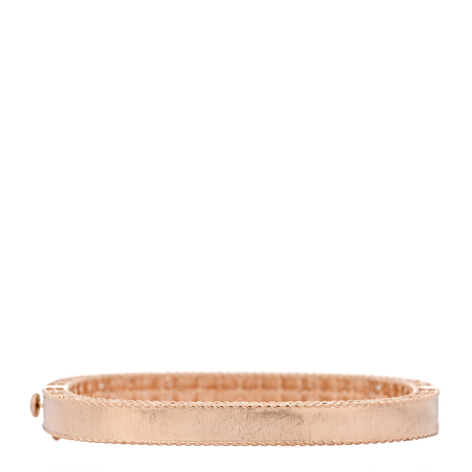 Roberto Coin 18K Rose Gold Diamond Princess Satin Fleur De Lis Bangle Bracelet 2 of 9