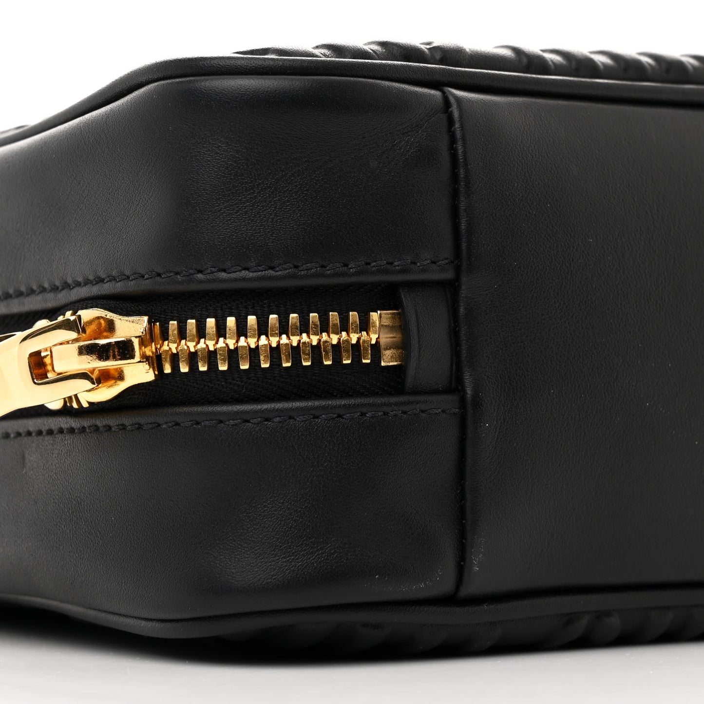 Softy Calfskin Logo Embossed Camera Bag Black