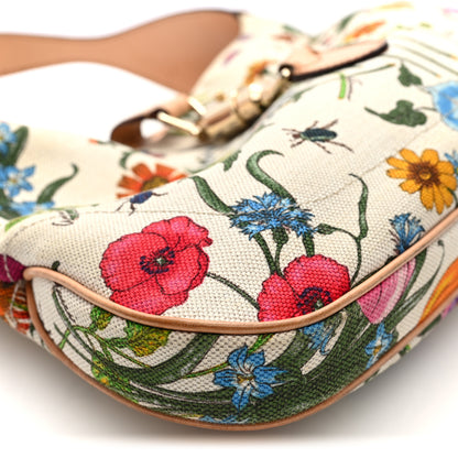 Gucci Canvas Floral Flora Small Jackie O Hobo White 9 of 10