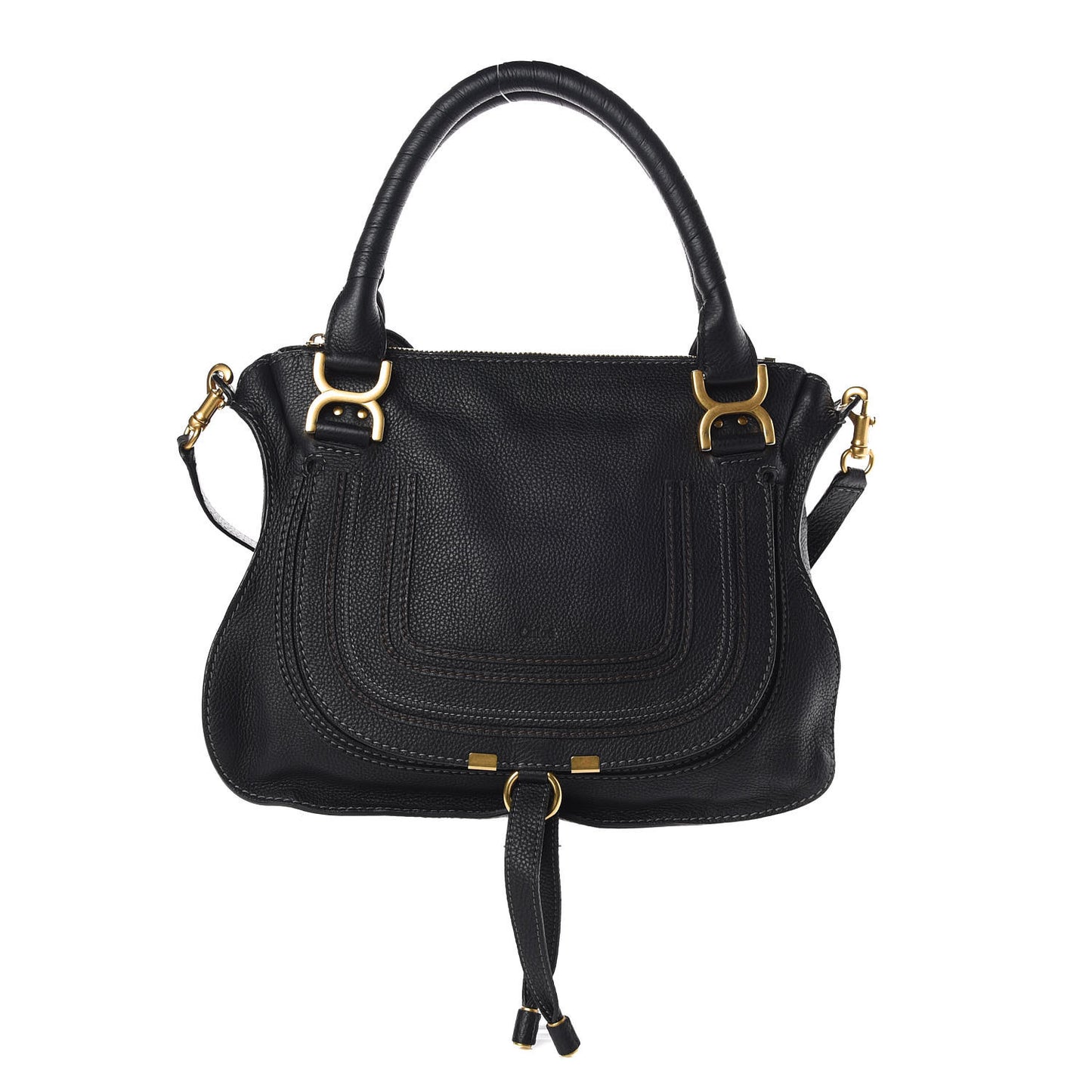 Calfskin Medium Marcie Satchel Black