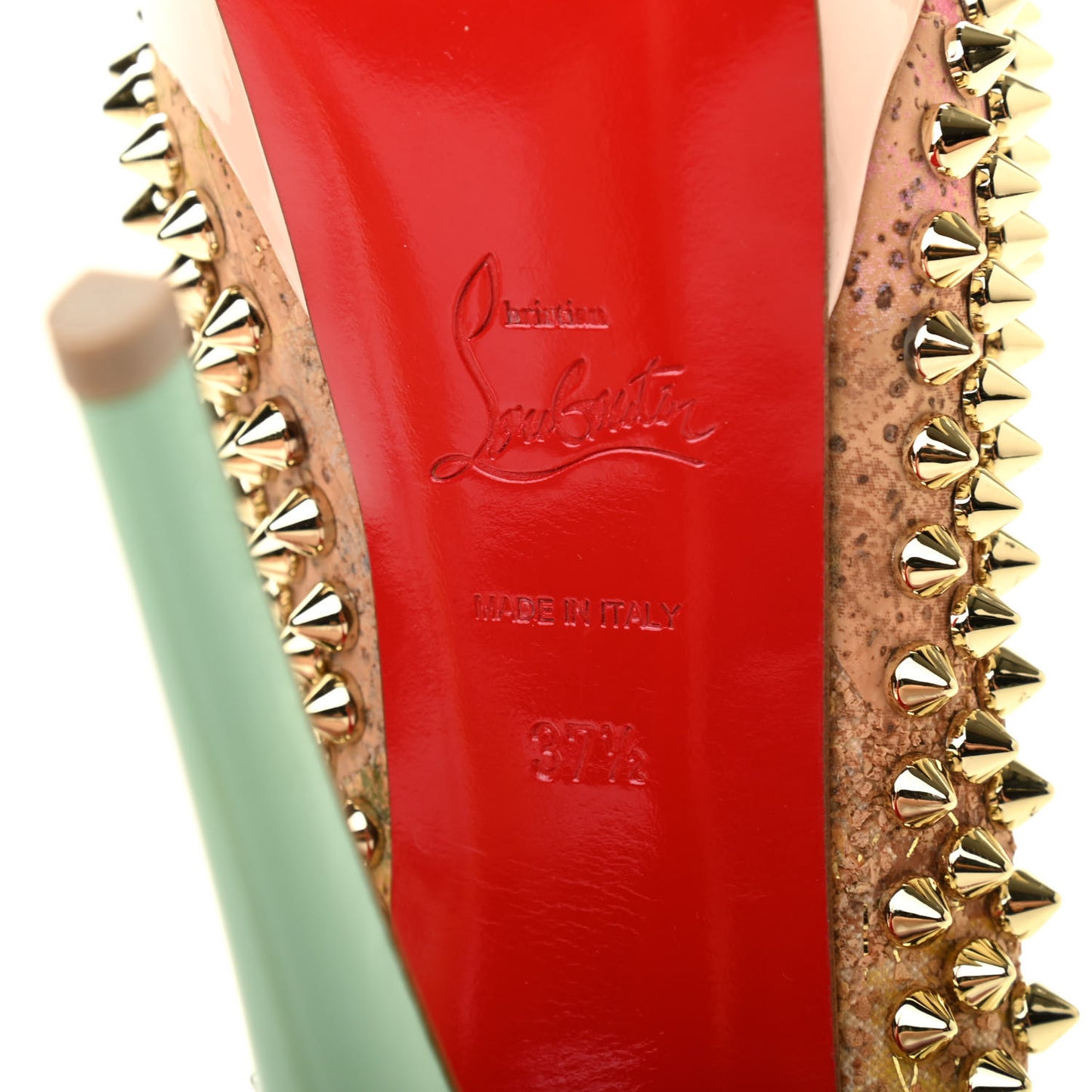 Patent Bloom Print Lady Peep Spikes 150 Pumps 37.5 Multicolor