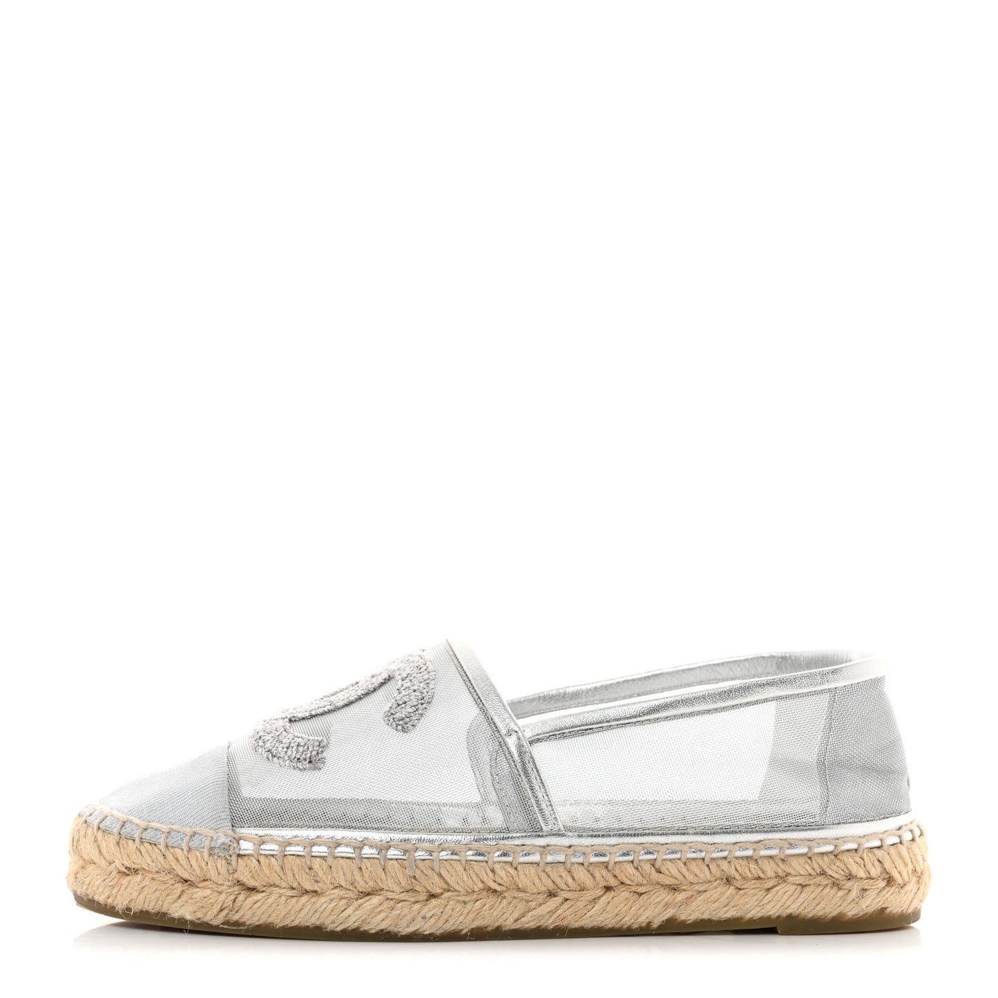 Mesh Grosgrain CC Espadrilles 35 Silver