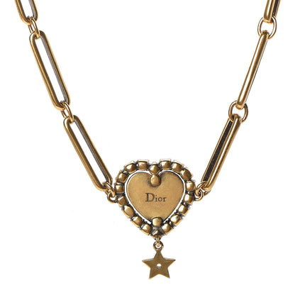 Christian Dior Metal Crystal Heart J'adior Choker Necklace Aged Gold 4 of 5