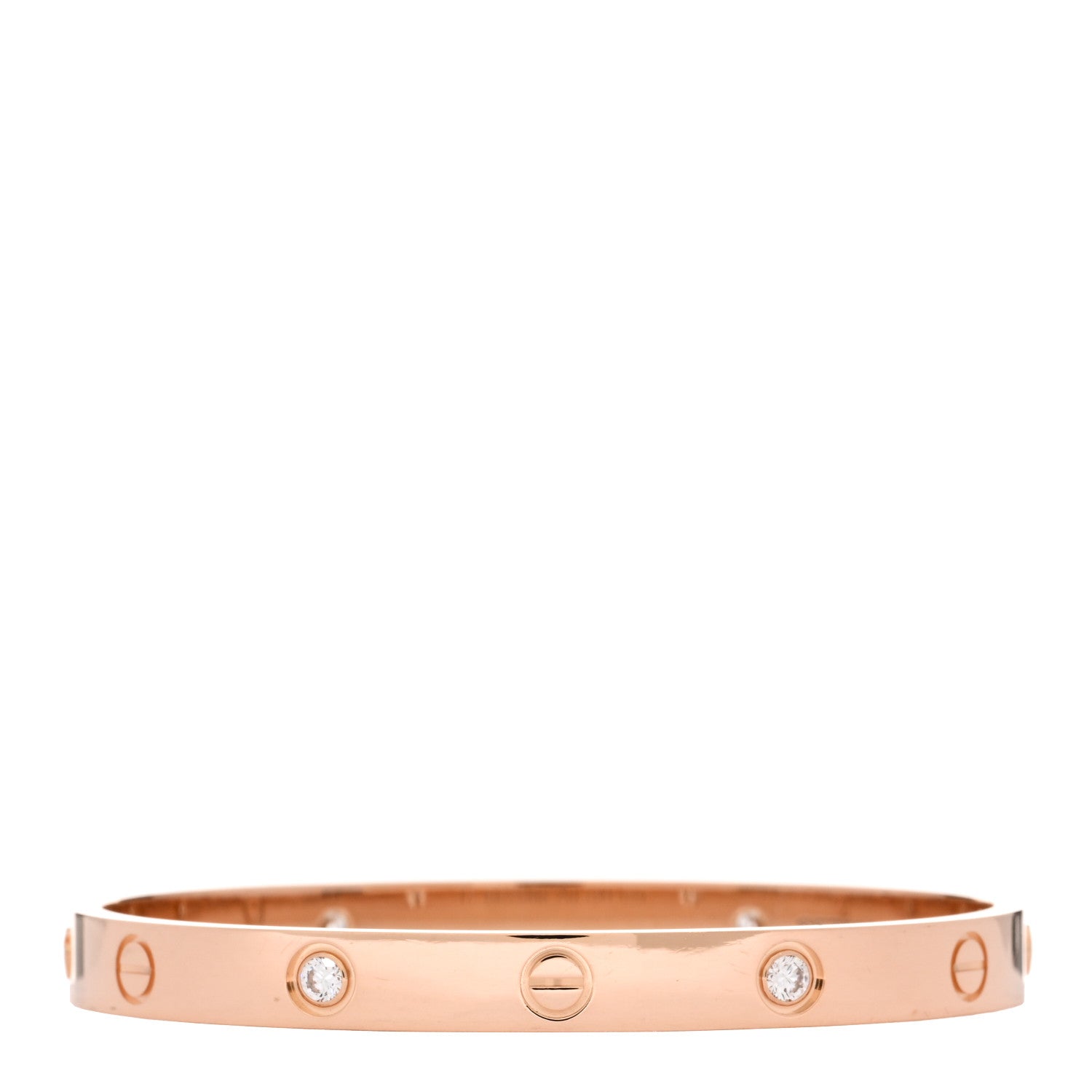Cartier 18K Pink Gold 4 Diamond LOVE Bracelet 17 2 of 3