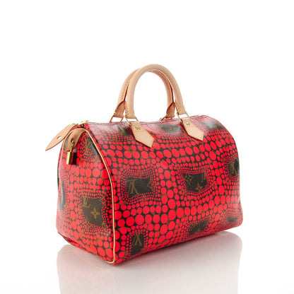 Louis Vuitton Monogram Kusama Town Speedy 30 Red 3 of 7