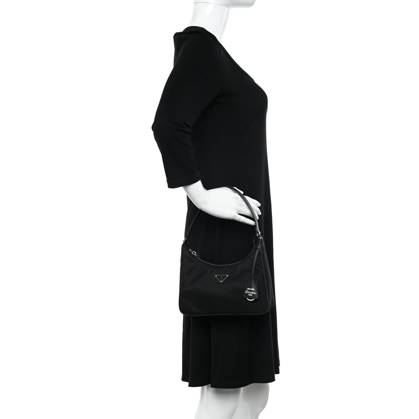 Tessuto Nylon Saffiano Mini Re-Edition 2005 Bag Black