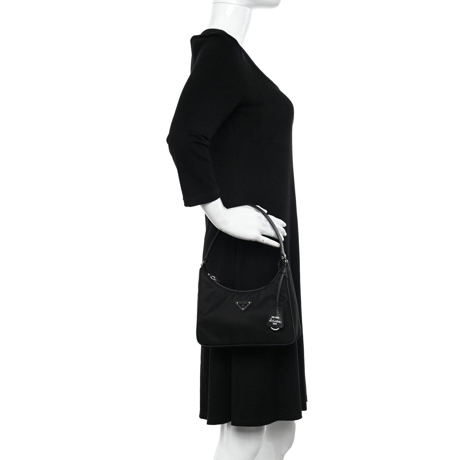 Prada Tessuto Nylon Saffiano Mini Re-Edition 2005 Bag Black 2 of 11