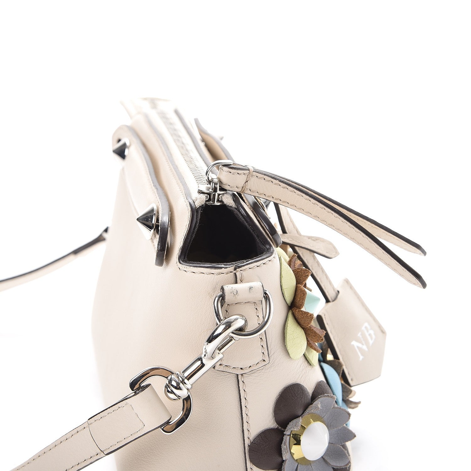 Fendi Vitello Dolce Flowerland Studded Mini By The Way Boston Bag Camelia Multicolor 9 of 11