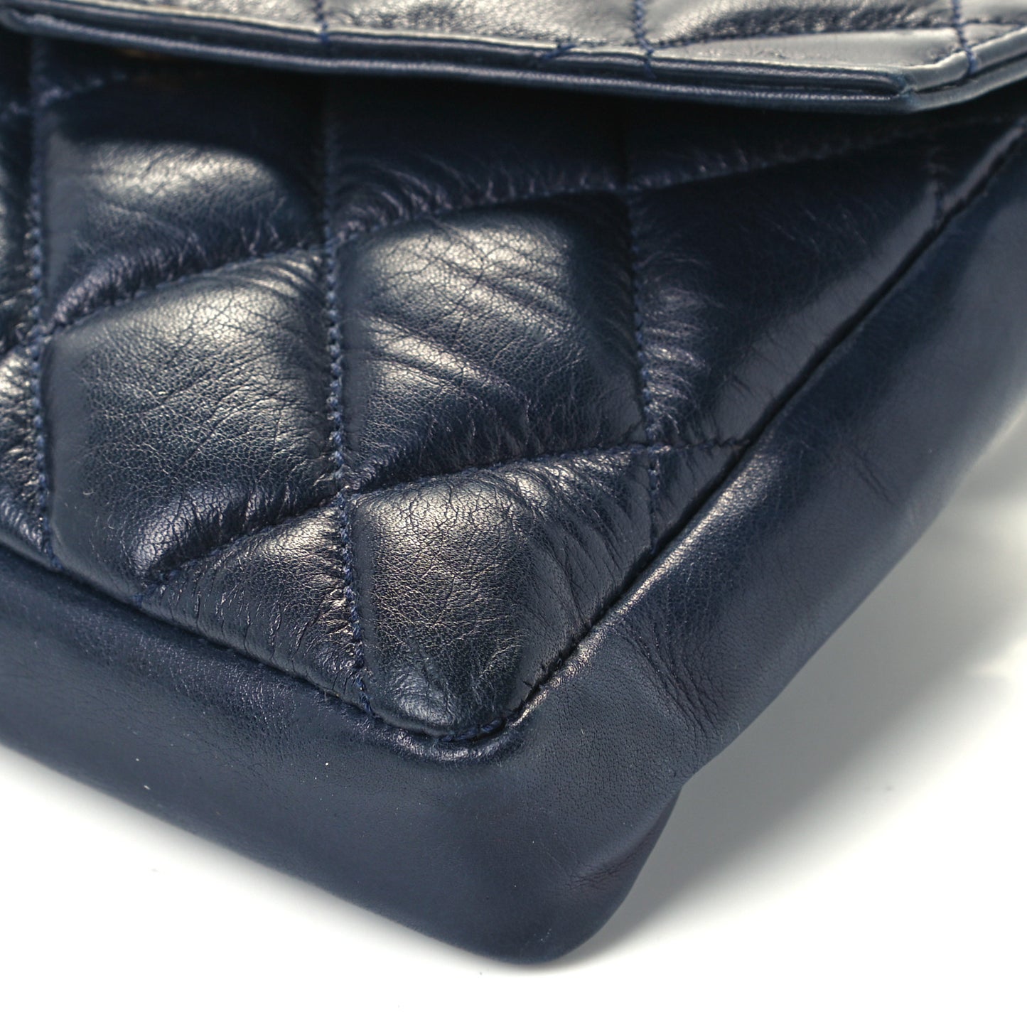 Lambskin Quilted Flap Waist Belt Bag Navy