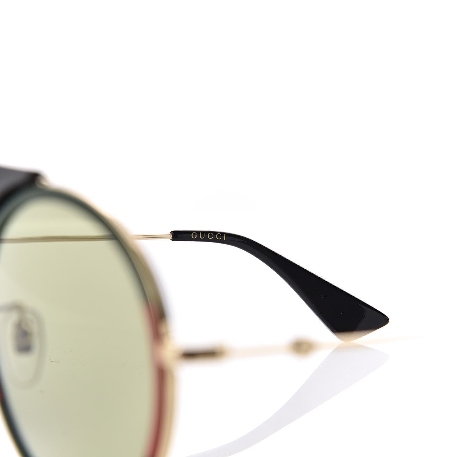 Gucci Round Frame Sunglasses GG0061S Gold Green 6 of 8
