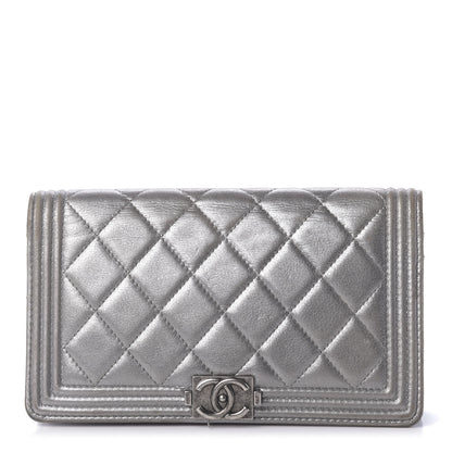 Chanel Metallic Calfskin Quilted Boy Yen Wallet Silver 1 of 11