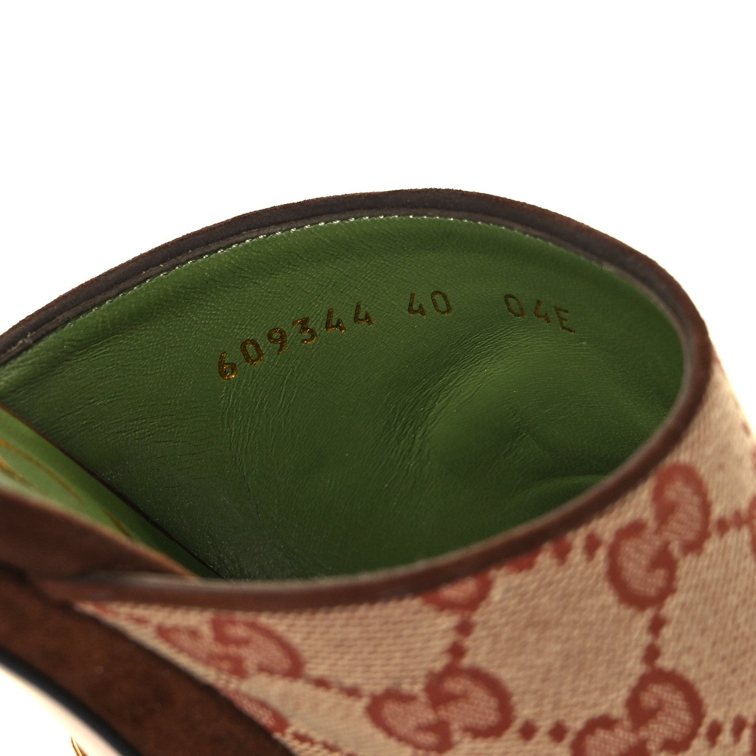 Gucci GG Monogram Kid Scamosciato Houdan Mid Heel Platform Slide Sandals 40 Beige Ruggine Maroon 8 of 10
