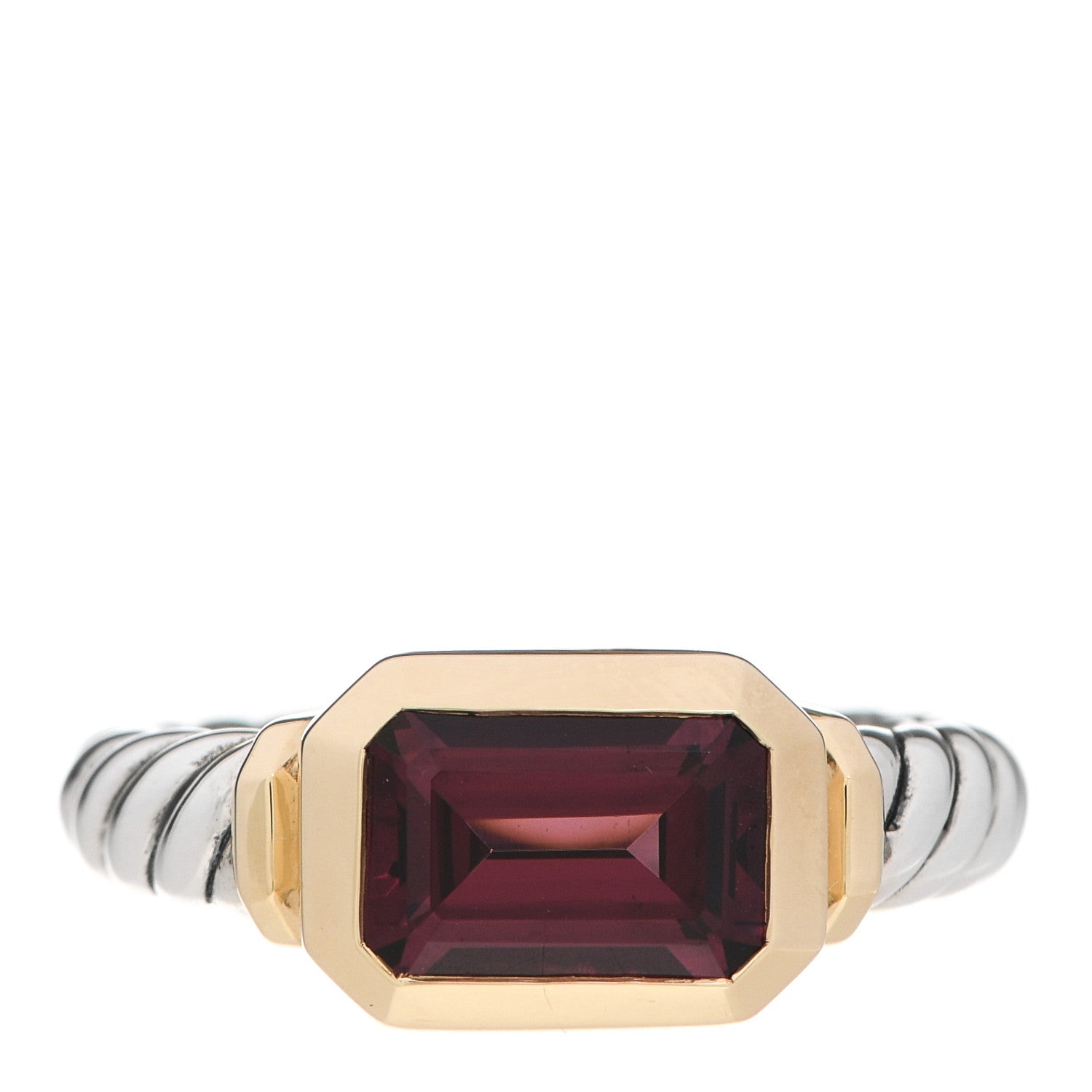 David Yurman Sterling Silver 18K Yellow Gold Rhodolite Novella Ring 52 6 1 of 5
