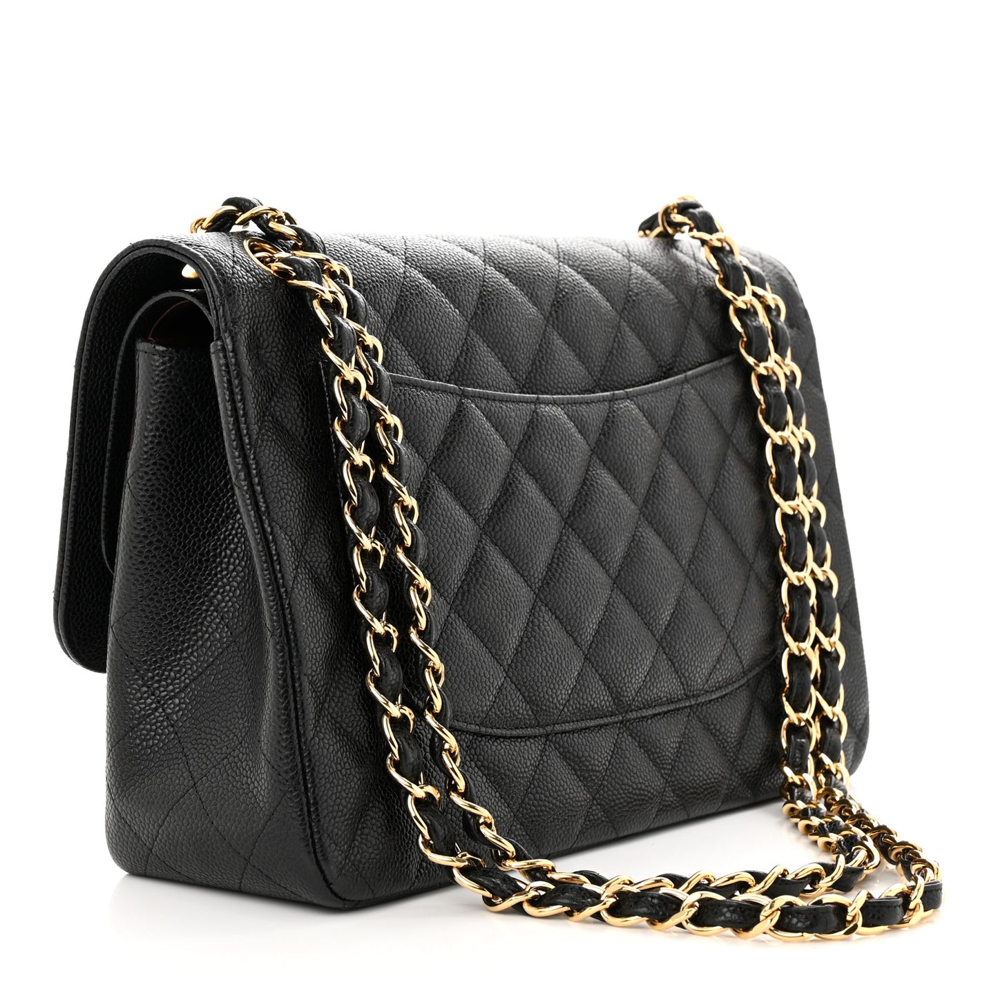 Caviar Quilted Jumbo Double Flap Black