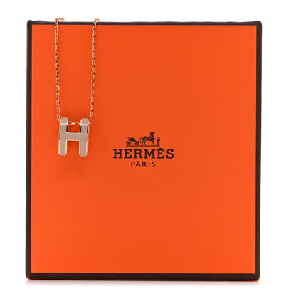 Hermes Lacquered Rose Gold Pop H Pendant Necklace Marron Glace 8 of 8