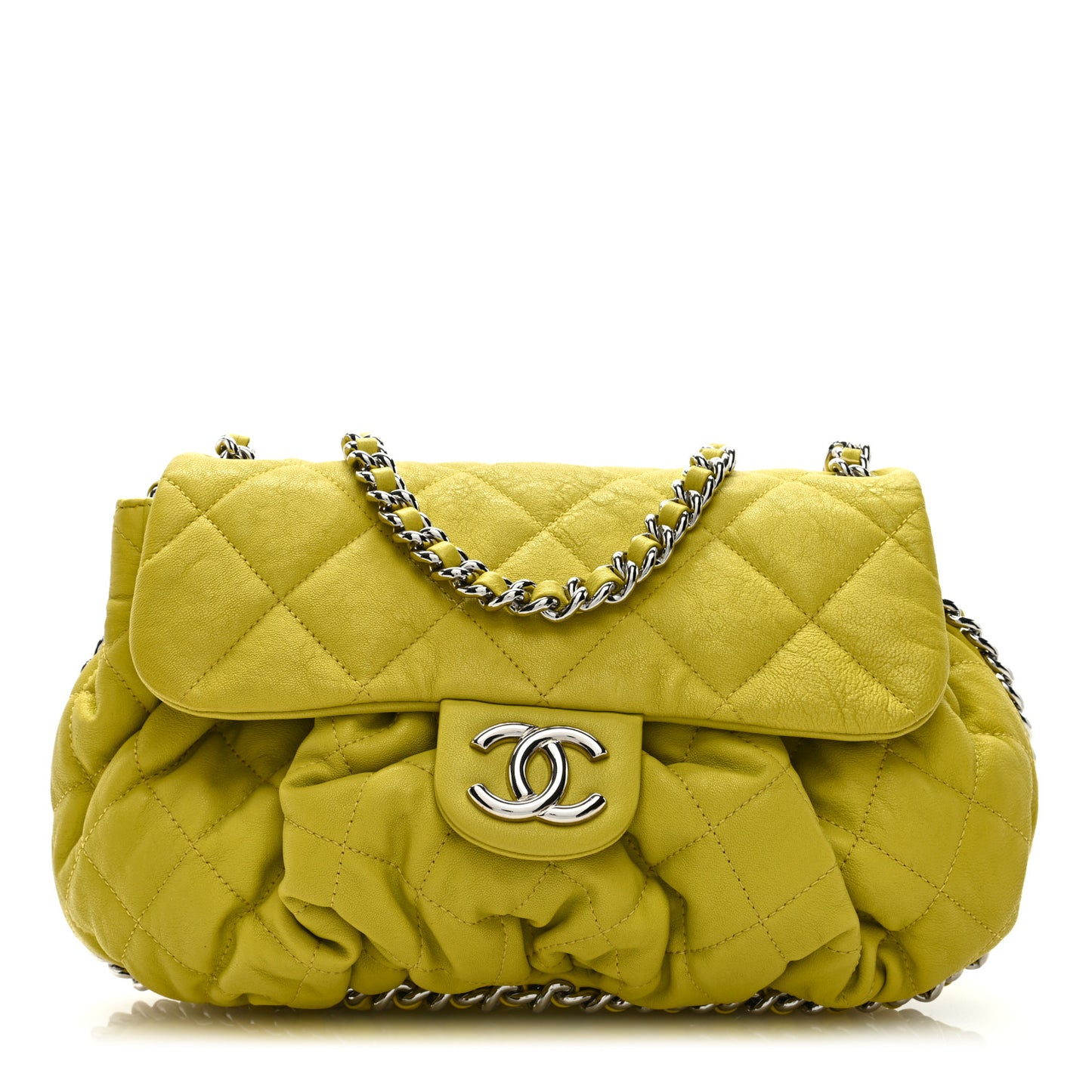 Washed Lambskin Chain Around Medium Messenger Yellow