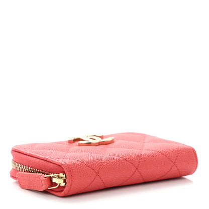 Chanel Caviar Quilted Striated CC Zip Coin Purse Red 4 of 11
