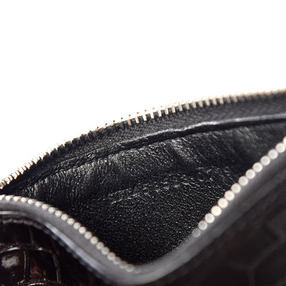Saint Laurent Calfskin Crocodile Embossed 5 Fragments Zip Pouch Card Holder Black 7 of 8