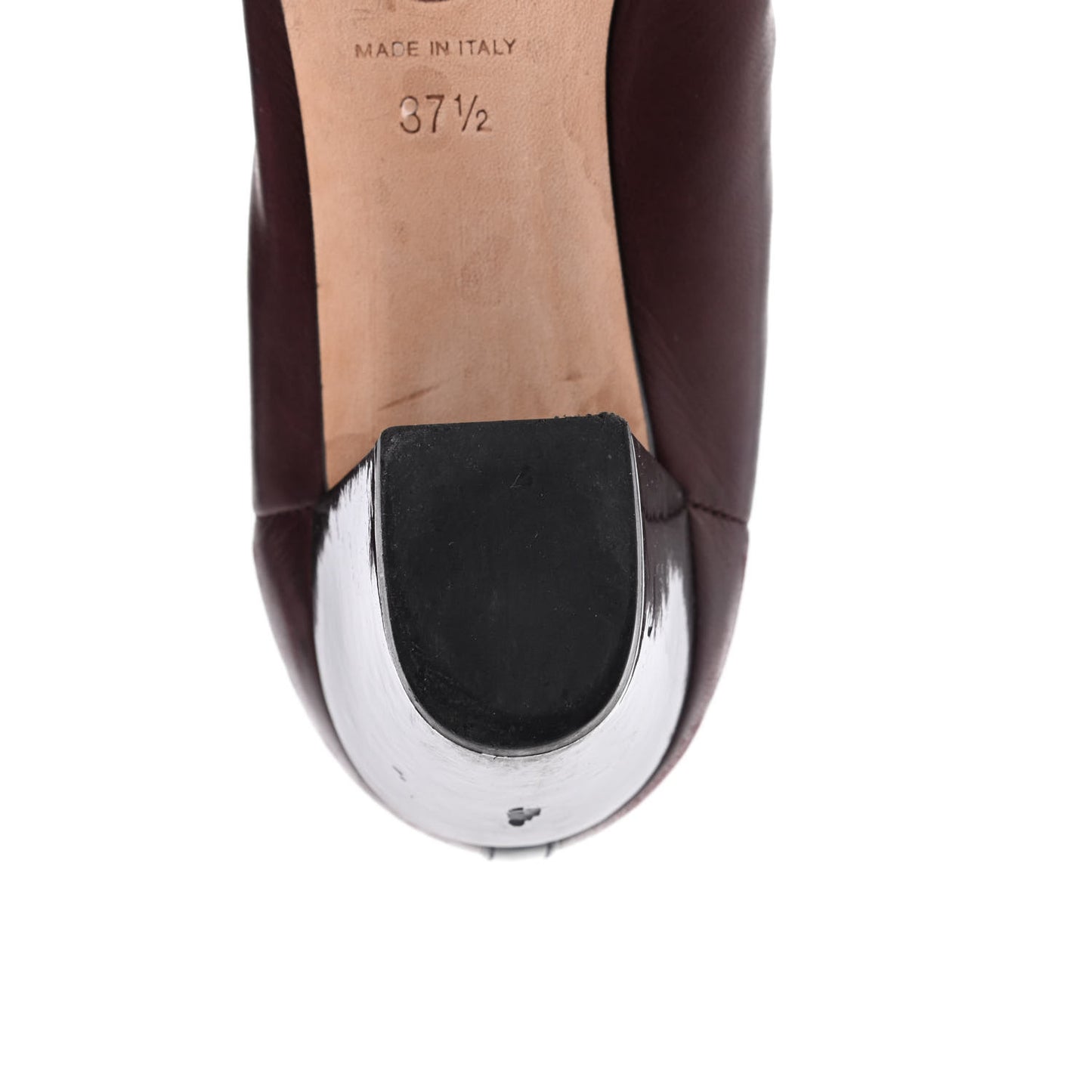 Lambskin Patent CC Elastic Cap Toe Ballerina Pumps 37.5 Burgundy Black