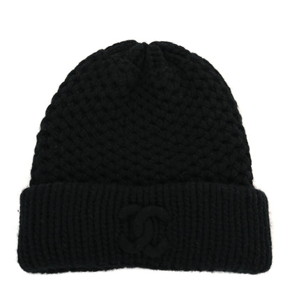 Chanel Cashmere CC Beanie Hat Black 1 of 3