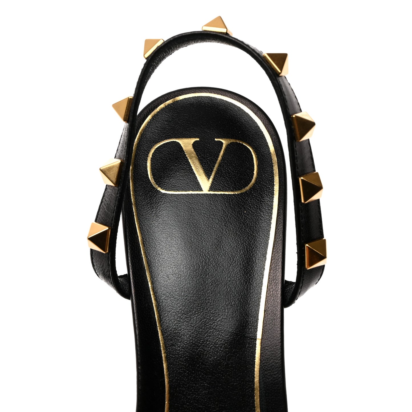 Goatskin Rockstud Sculpted Heel 70mm Slingback Sandals 36.5 Black