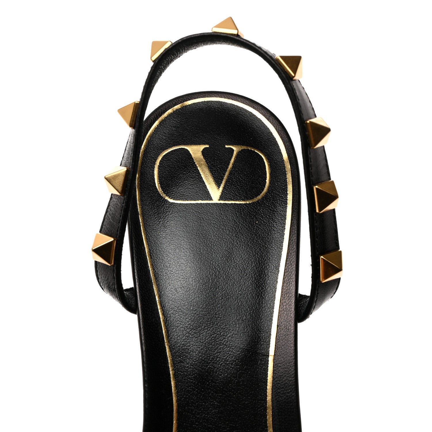 Valentino Garavani Goatskin Rockstud Sculpted Heel 70mm Slingback Sandals 36.5 Black 6 of 8