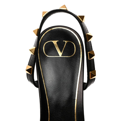 Valentino Garavani Goatskin Rockstud Sculpted Heel 70mm Slingback Sandals 36.5 Black 6 of 8