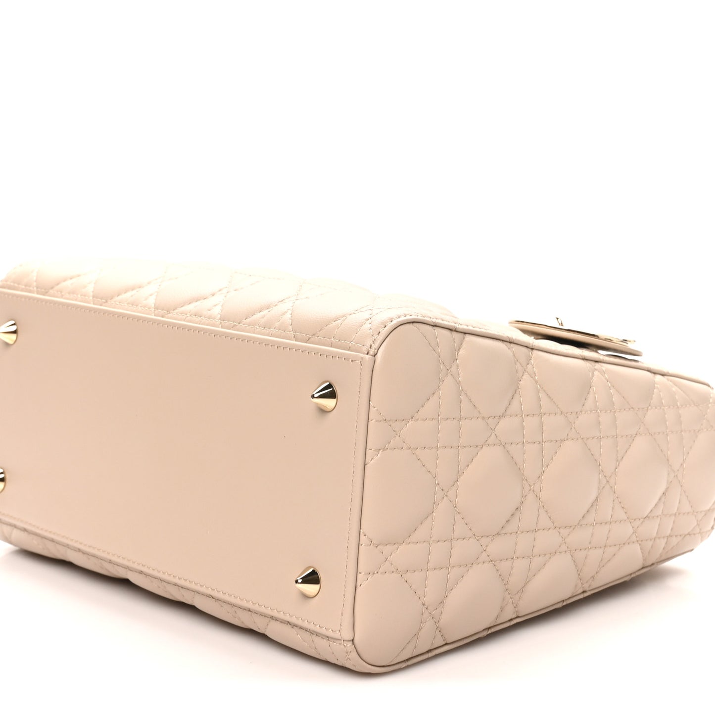 Lambskin Cannage Medium Lady Dior Powder Beige