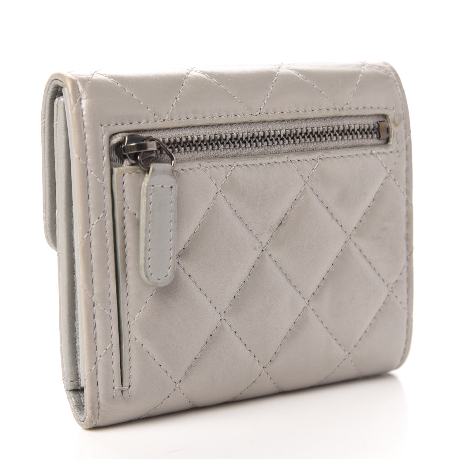 Chanel Aged Calfskin Quilted Reissue Compact Wallet Grey 3 of 11