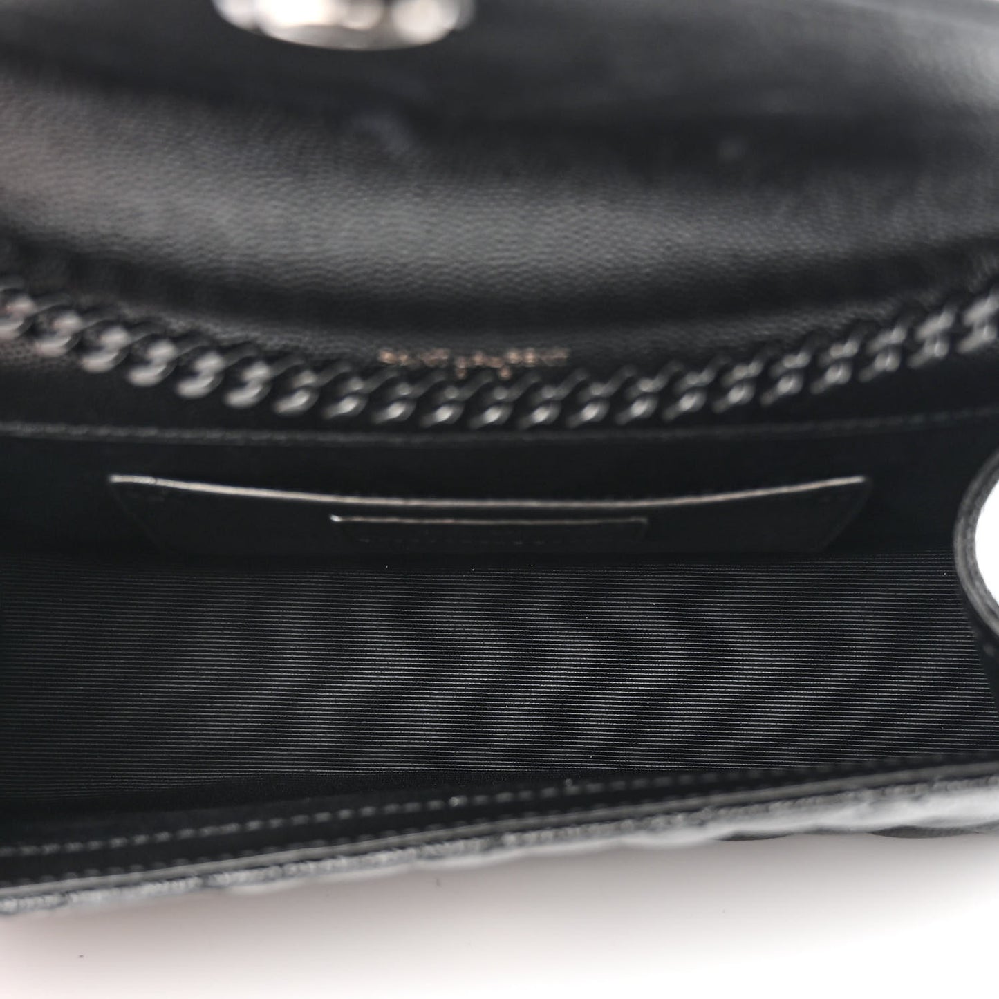 Grain De Poudre Textured Mixed Matelasse Triquilt Small Monogram Monochrome Satchel Black